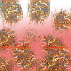 combination of colorful  leopard snake tiger textures textile collage pattern
