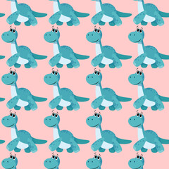 Blue dinosaur seamless baby pattern