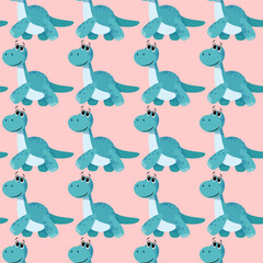 Blue dinosaur seamless baby pattern