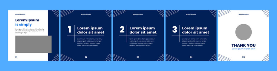 carousel or microblog template for social media posts. social media template with dark blue and white theme