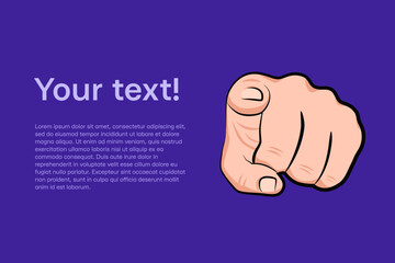 Finger point you vector poster. We want youhand gesture