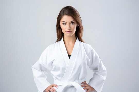 Isolated Karate Expert: White Background Portrait