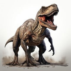 T-rex on white background, Tyrannosaurus rex dinosaur vector illustration, Jurassic prehistoric animal