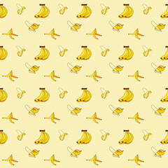 Banana fruit pattern on yellow background