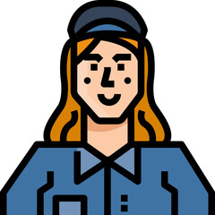 Service woman. Filled outline icon design