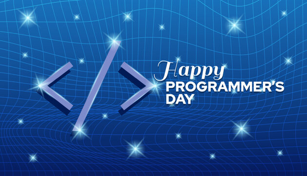 Illustration vector design for programmers day. happy programmers day greeting design with modern technology blue background