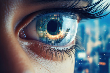 Urban Vision: Businessman's Eye and Cityscape Fusion