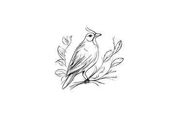 Fototapeta na wymiar logo songbirds are looking for food in a bush