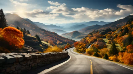 Deurstickers Mountain highway - fall - autumn - peak leaves  © Jeff