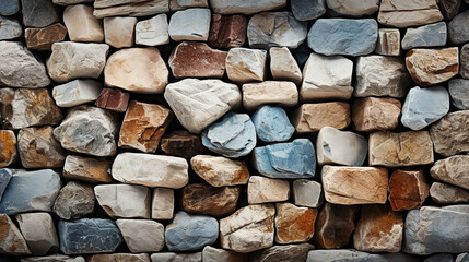 Background of stone wall texture or wall made of natural stone blocks. Neatly arranged to be close to each other to avoid seeing the original wall behind it.