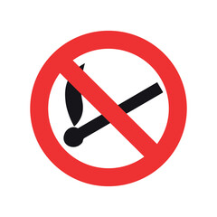 Forbidden sign isolated on white background. No make a fire.