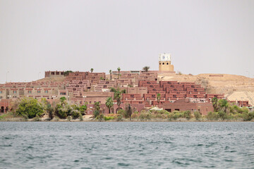 a touristic village near Lake Nasser in Aswan, Egypt - obrazy, fototapety, plakaty