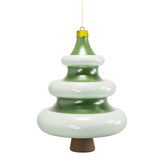 Christmas tree ornament toy hanging on a transparent background. 3D illustration