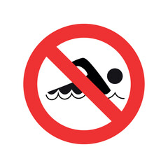 Forbidden sign isolated on white background. No swimming.