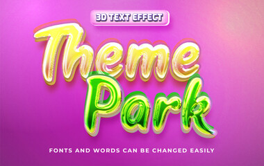 Theme park 3d editable text effect style