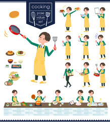 料理に関するブレザー男子学生のセット