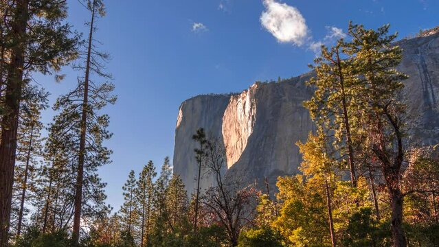 4K Timelapse of the Firefall horsetail waterfall in Yosemite National Park in CA