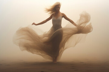 Fototapeta na wymiar Sultry Dance in a Misty Ambiance