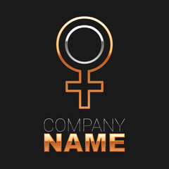 Line Female gender symbol icon isolated on black background. Venus symbol. The symbol for a female organism or woman. Colorful outline concept. Vector