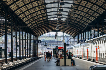 Lucerne, Switzerland - August 10, 2023: Platform at Lucerne Central Railway Station, Switzerland © Andrei Antipov