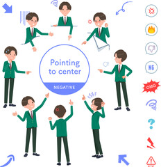 色々な方向を指差すブレザー男子学生のセット