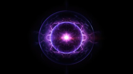 Obraz premium Purple Violet Glowing Orb Sacred Geometric Atomic Sphere