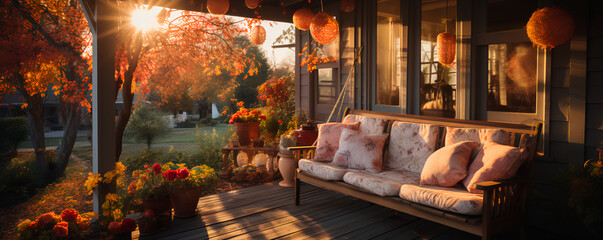 Fall autumn design and decor - peak leaves - sunset 