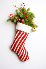 Holiday Joy: Candy Canes and Christmas Greenery in a Stocking