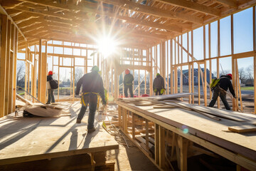 Skilled Builders Crafting Homes in Daylight