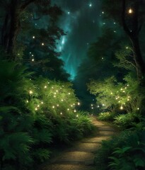 Fototapeta premium Path of Night's Enchantment - A Journey Through Nature's Magic
