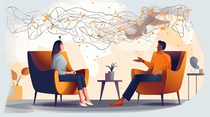Psychologist doing therapy on the couch. Generative AI