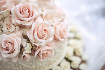 Exquisite Handcrafted Sugar Roses Adorning Wedding Cake