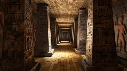Foto op Canvas Interior of a pyramid with hieroglyphs. Generative AI © Miguel Aguirre