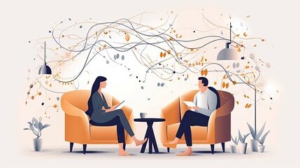 Psychologist doing therapy on the couch. Generative AI