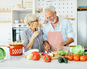 love kitchen senior woman man couple home retirement happy food smiling husband wife together person