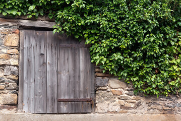 Wooden windows of old cottage