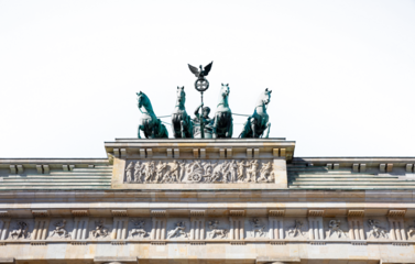Brandenburg gate, Berlin, Germany isolated on white transparent background, PNG