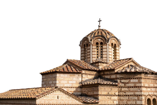 Athens, Greece. Aghios Athanasios church in Thissio area isolated on white transparent background, PNG