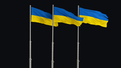 Ukrainian state flag - Yellow and blue national flag. a visual design work - istanbul, Turkey - August 30 (3D Rendering)