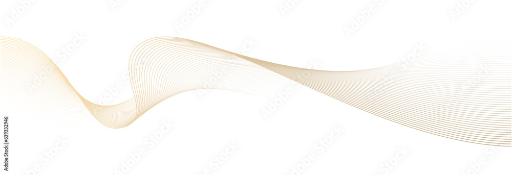 Poster Abstract vector wavy lines flowing smooth curve gold gradient color on transparent background in concept of luxury, technology, science, music, modern.