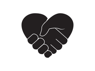 Hand Shake with Heart shaped Vector illustration