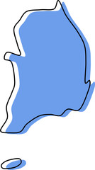 south korea vector map outline stylized, south korea map, south korea stylized map