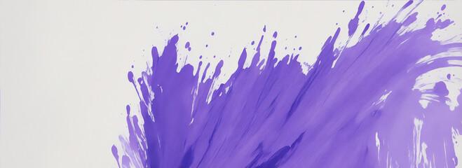 Fototapeta na wymiar Purple and blue paint brush strokes in plain white canvas background from Generative AI