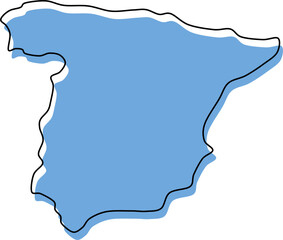 spain map, spain vector stylized, spain outline stylized, spain