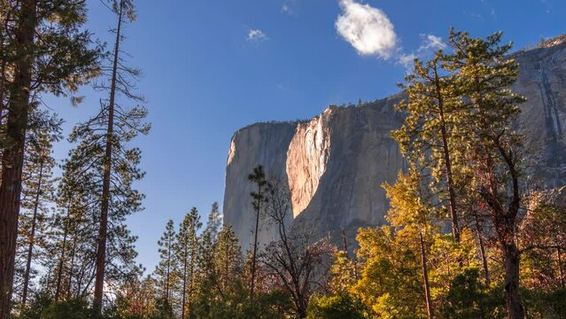 4K Timelapse of the Firefall horsetail waterfall in Yosemite National Park in CA