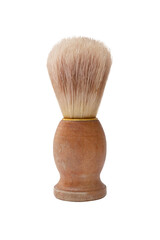 Shaving brush with a wooden handle on a transparent background. Isolated. Retro shave. PNG.