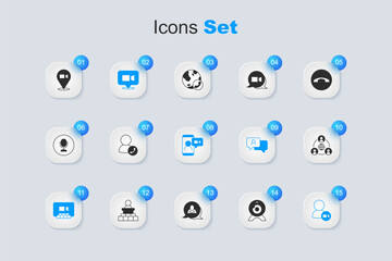 Set Web camera, Video chat conference, Meeting, and icon. Vector