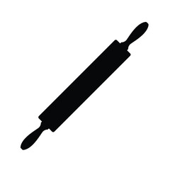 Rolling Pin Silhouette. Black and White Icon Design Elements on Isolated White Background
