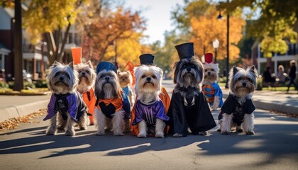 Obraz premium Photo of cute dogs in adorable costumes