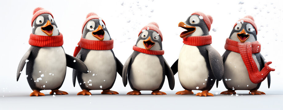 christmas singing penguins isolated on white background, legal AI
